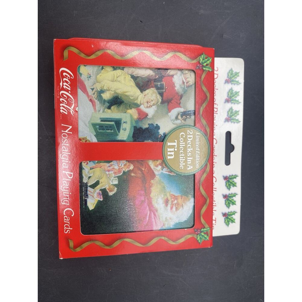 1996 Coca-Cola Santa Clause Playing Cards Christmas Tin Limited Edition New